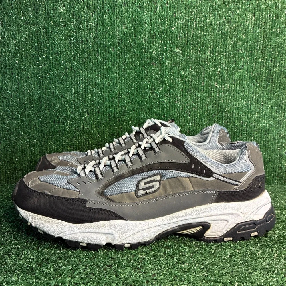 Skechers Stamina Cutback Training Dad Walking Sneaker Grey Mens Sz 13 Extra Wide